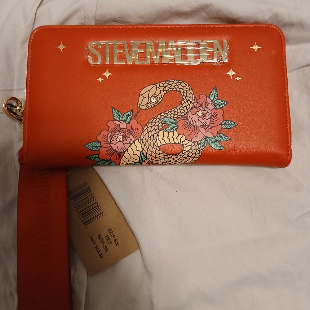 Steve Madden Orange Wallet with Floral Embroidery